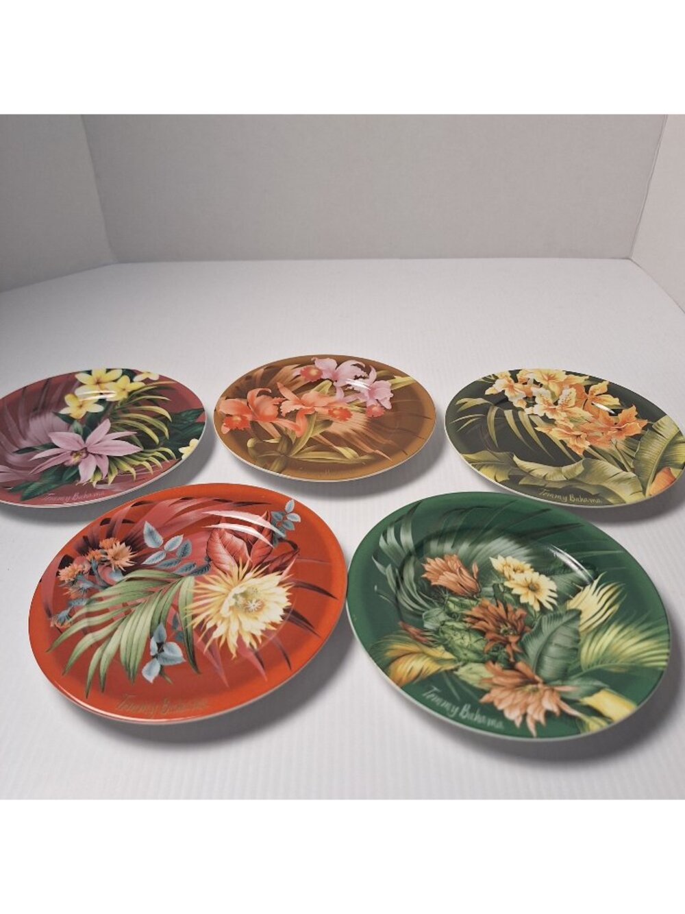(5) TOMMY BAHAMA COCKTAIL APPETIZER DESSERT SALAD PLATES "SIX REASONS TO HAVE...